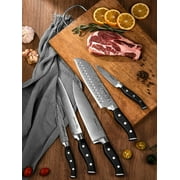 D.Perlla Knife Set, 14 Pcs Kitchen Knives Set with Built-in Sharpener, German Stainless Steel Knife Sets with Block