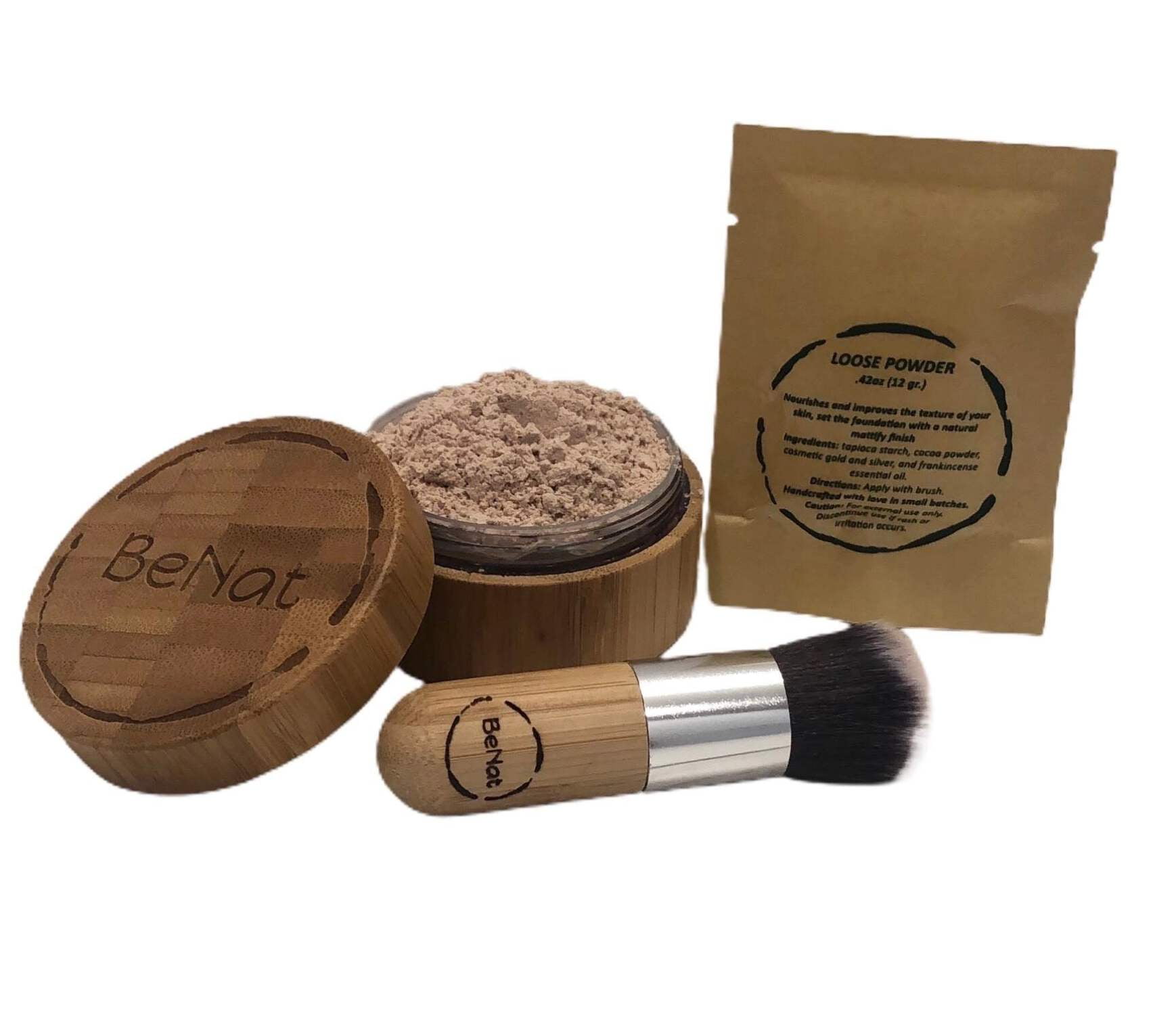Translucent Loose Powder Set. 3-pack. All-Natural, Eco-Friendly.