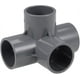 thumbnail image 1 of 4 Way Elbow PVC Pipe Fitting Furniture Grade 32mm Angle Tee Connectors Gray 10Pcs, 1 of 4