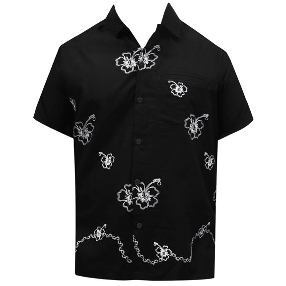 HAPPY BAY Men's Button Down Hawaiian Shirt Stylish Beach Short Sleeves Aloha Party Casual Tops Summer Funky Holidays Shirts 5XL Hibiscus_AE91
