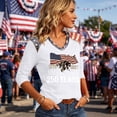 thumbnail image 4 of Fabrcox S-5XL 1776-2026 250 Anniversary USA Shirt Flag Print 3/4 Length Sleeve Fourth of July Shirt Women Independence Day Celebration Freedom Patriotic Shirts for Women, 4 of 5