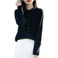 thumbnail image 2 of Ounisa Women Cardigan Sweater Button Down Crew Neck Ribbed Knit Sweater with Pockets, 2 of 3