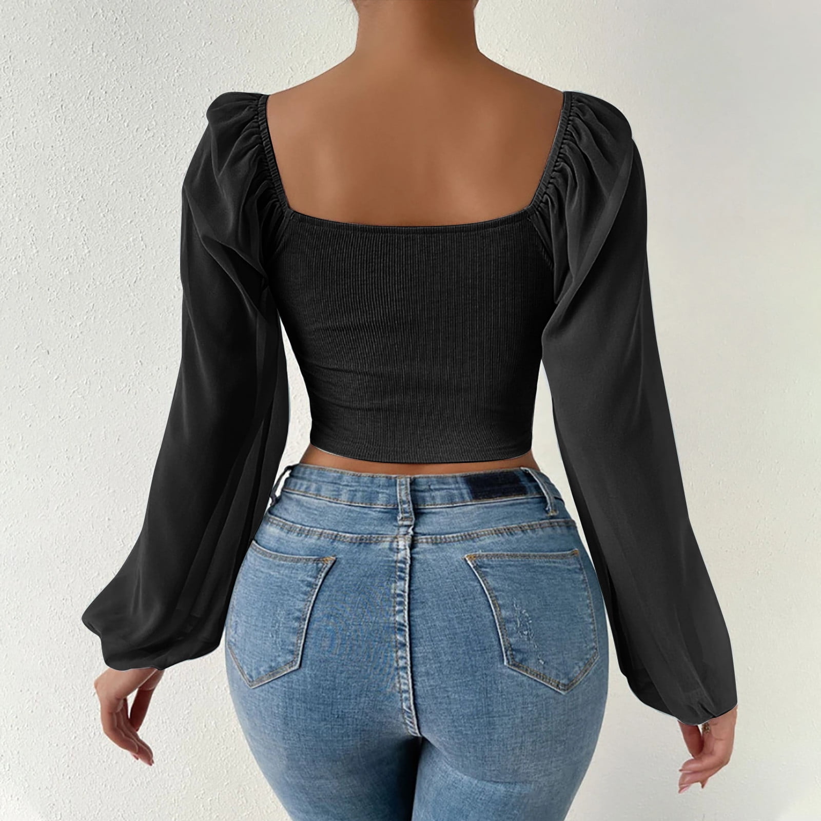 Uvog Sexy Black Off The Shoulder Tops for Women Sexy Dressy Casual Long  Sleeve Going Out Y2K Shirts S at  Women's Clothing store