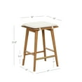 thumbnail image 4 of Nathan James Barker Counter Height Solid Wood Barstool with Upholstered Cushion, Backless Island Stool with Rubberwood Legs and Natural Textured Linen Upholstery for Kitchen, Brown/White, 4 of 7