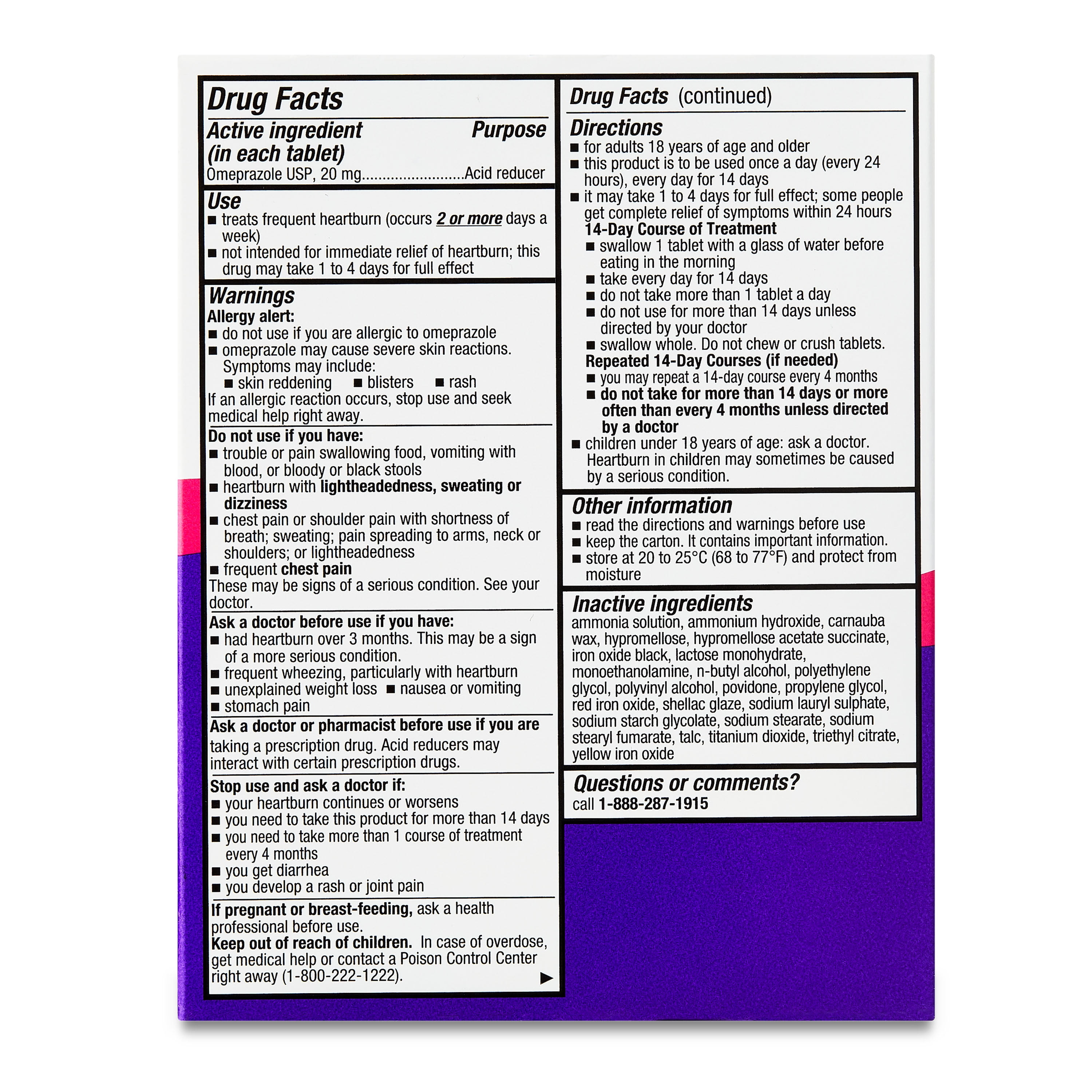 Equate Omeprazole Delayed-Release Acid Reducer Tablets, 20 mg, 28 Count, , Compare to Prilosec OTC active ingredient