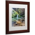 thumbnail image 2 of Trademark Fine Art 'Twin Falls' Canvas Art by Pierre Leclerc, White Matte, Wood Frame, 2 of 4