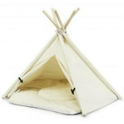 Indoor Pet Teepee Dog Puppy Cat Bed Portable Canvas Tent and House with Cushion