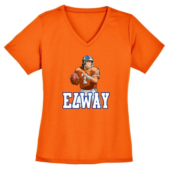 Broncos John Elway Logo LADIES V-NECK T-shirt