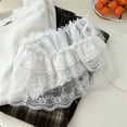 thumbnail image 6 of lanema Elastic Waist Mini Skirt Ruffled Tiered Lace Tulle Shirt Extenders Apron Skirt, 6 of 15