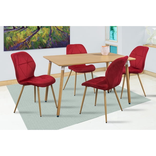 Comedor MOBILKRAFT Modelo Malibu 4 Sillas Rectangular Estilo Contemporáneo Color Rojo