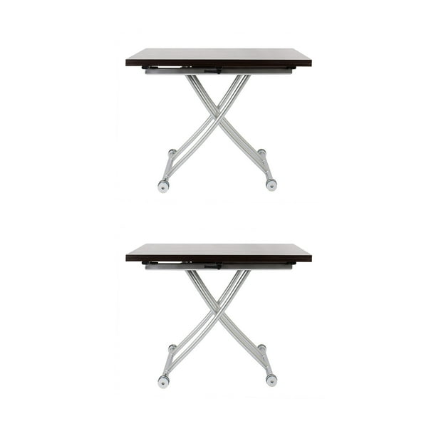 Spacemaster Transforming Adjustable Foldable Coffee Dining Table Walnut 2 Pack Com - Coffee Table Convertible To Dining Philippines