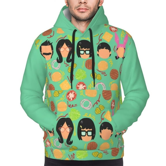 Unisex Men's and Women's Bob's Burgers Hoodies 3D Fashion Digital Print Cartoon Pullover Hooded Sweatshirts with Pockets