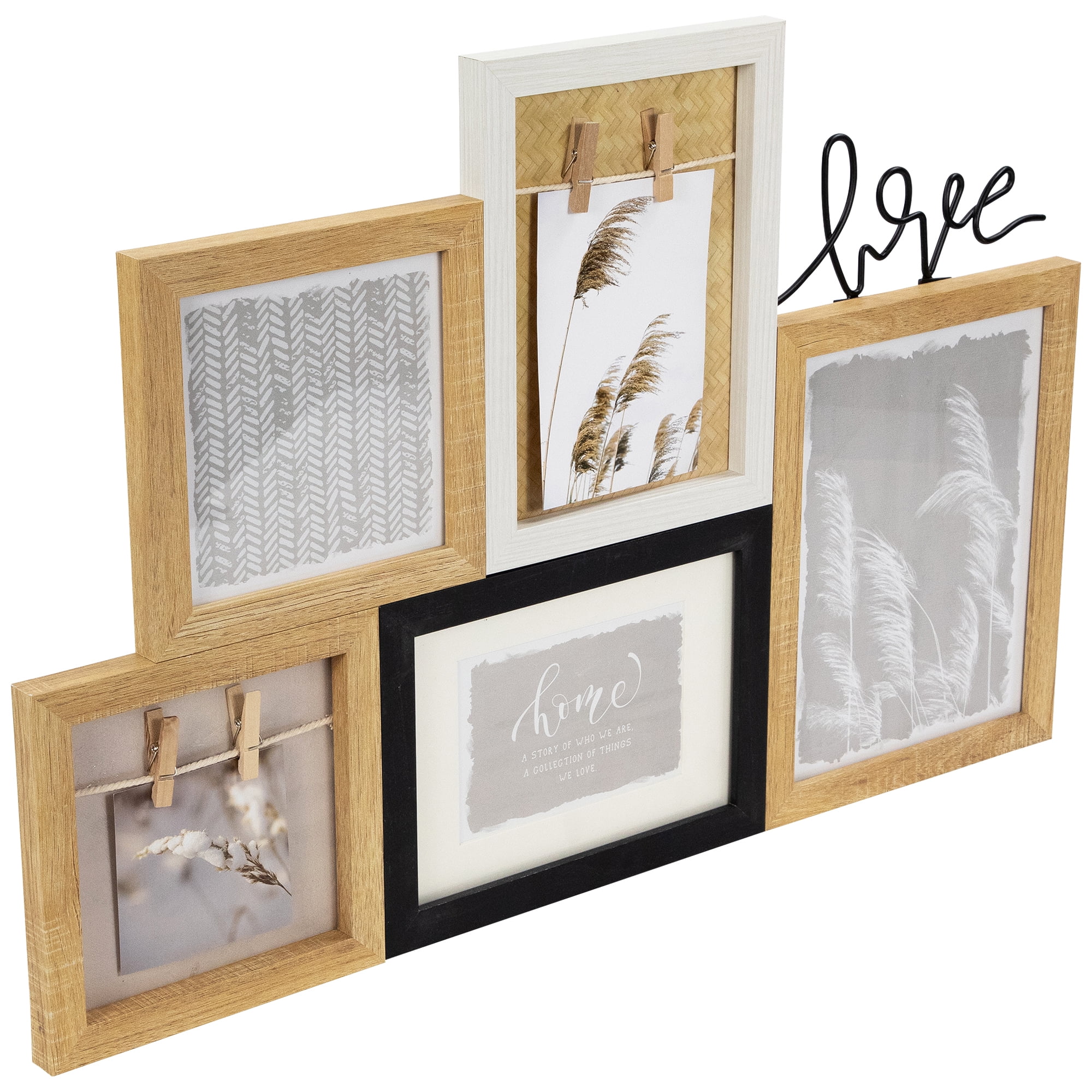 Northlight Wooden "Love" Wall Collage Photo Frame - 20.75" - Beige and Black