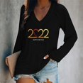 thumbnail image 2 of Camiseta de manga larga suelta con cuello en V y estampado informal a la moda para mujer Pompotops  gfhjh21020, 2 of 4