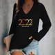 thumbnail image 2 of Camiseta de manga larga suelta con cuello en V y estampado informal a la moda para mujer Pompotops  gfhjh21022, 2 of 4
