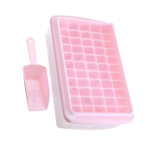BESTYASH Pink Plastic Ice Cube Maker Tray with Lid for Home Use Easy to Remove Ice
