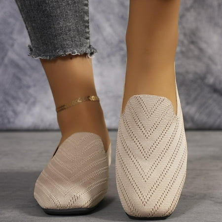 Women s Flats Shoes Pointed Toe Knit Washable Ballet Comfortable Dressy Mary Jane Flat Square Toe Ballet Shoes Dressy Slip-ons Loafers Pink 6.5