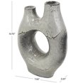 thumbnail image 3 of DecMode 11" Abstract Circular Gray Paper Mache Vase with Dual Openings, 3 of 12