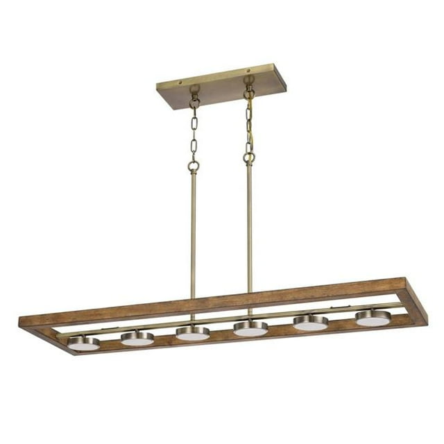 Benzara BM241875 Island Chandelier with 6 Dimmable Integrated Tea Light Design LED, Gold