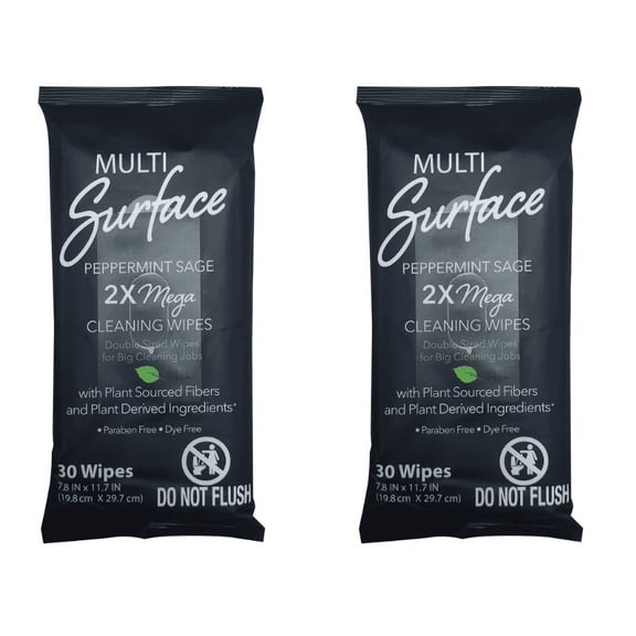 Peppermint Sage Extra Large Multi-Surface Wipes, 30-ct (2 Packs) 60 Wipes Total