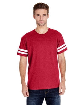 Men's Football Style T-Shirt - Contrast Sleeve Stripes, Ultra-Soft Cotton Blend, Unisex Fit (XL)
