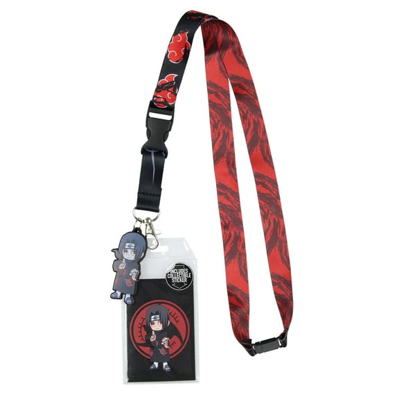Naruto Shippuden Itachi Uchiha ID Badge Holder Lanyard w/ Rubber Pendant Sticker