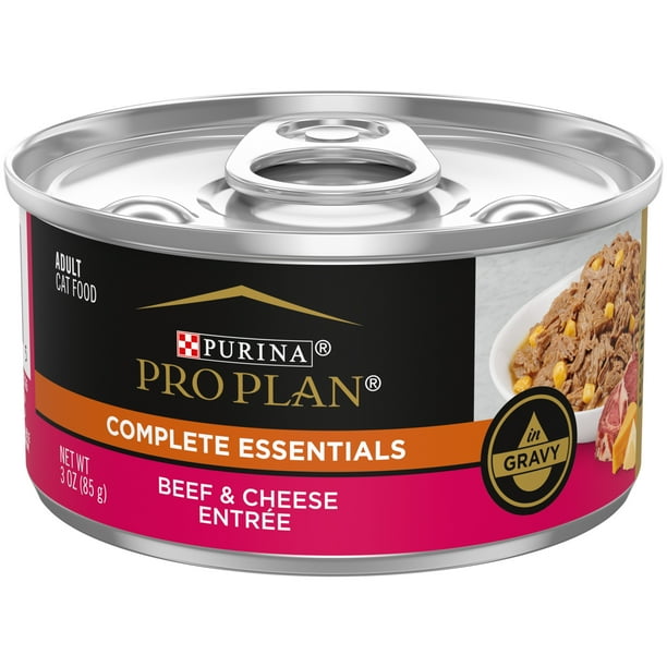 Purina Pro Plan Complete Essentials Wet Cat Food Beef Cheese, 3 oz Cans