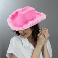 thumbnail image 2 of WNFJR Fancy Dress Hat, Princess Party Hat, Felt Cowboy Hat, Women's Furry Trim Hat, 2 of 4