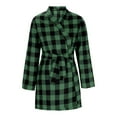 thumbnail image 5 of QATAINLAV Women's Lightweight Plaid Bathrobe Casual Long Sleeve Kimono Robe Loose Knee Length Sleepwear with Belt Christmas Pajamas, Green, XXL, 5 of 8