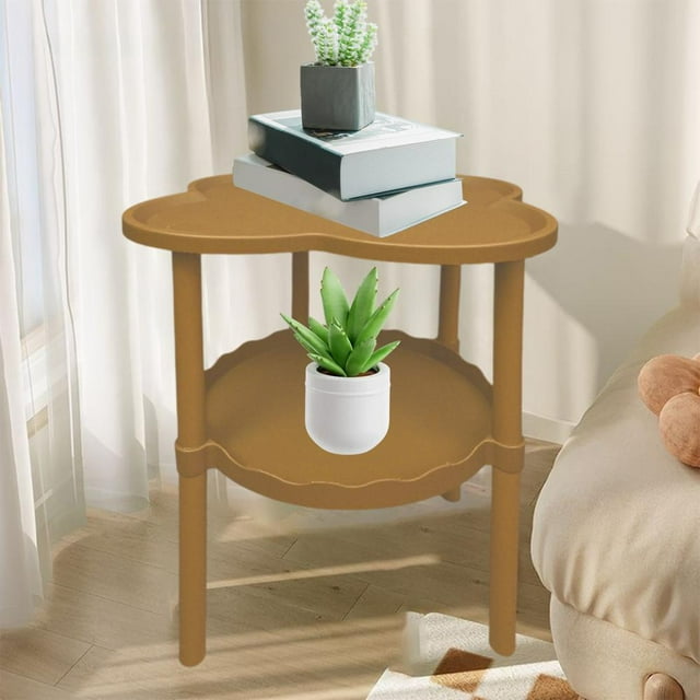 Feltree Table d'Appoint Roulant avec Roues, Table de Chevet à 2 Niveaux pour Chambre et Salon, Table à Collation Mobile, Design Compact