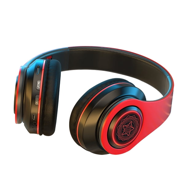 Pisexur Electronics - Auriculares inalámbricos Bluetooth para hombre, con luz RGB y micrófono, 8 horas de autonomía, plegables, para niños y organizador de electrónica.