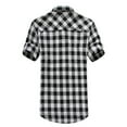 thumbnail image 4 of MNCEKFOD Men Shirts Summer 2025 Short Sleeve Lattice Plaid Painting Button Down Shirts Collared Loose Fit Leisure Mens Tops Black L, 4 of 7