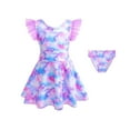 thumbnail image 2 of Hienoo Toddler Girls Tie Dye Monokini Swimsuit Swim Dress with Flutter Sleeve Bathing Suit, 2 of 8