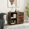 thumbnail image 4 of Gymax 3-Drawer Mobile File Cabinet w/ Open Adjustable Storage Shelf for Ho me Office Rustic Brown, 4 of 10
