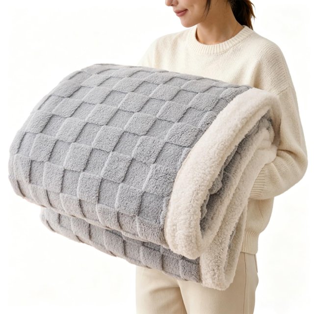 Manta polar Sherpa de Gracelife, 150 x 200 cm, color gris claro