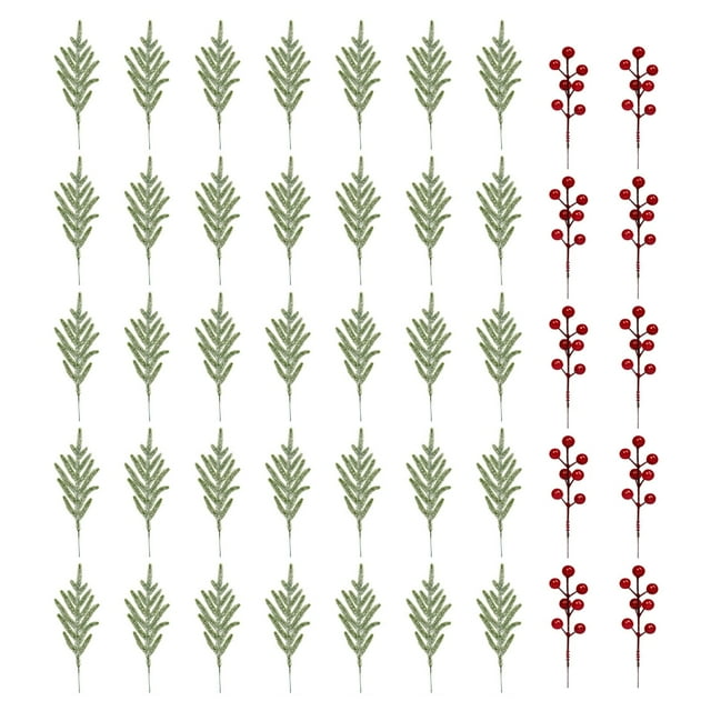 TIELUTT Branches Aiguilles de Baies Rouges avec Houx pour Fleurs Extérieures Fleurs Tropicales Fleurs Extérieures Fleurs Suspendues Extérieures Fleurs d'Été