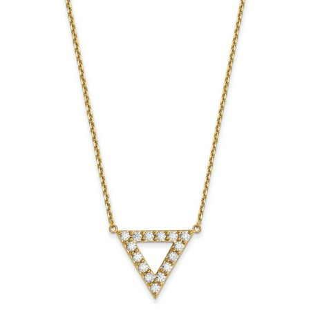 Diamond Triangle Necklace - 14ky AA Quality Diamond 20mm Triangle Necklace