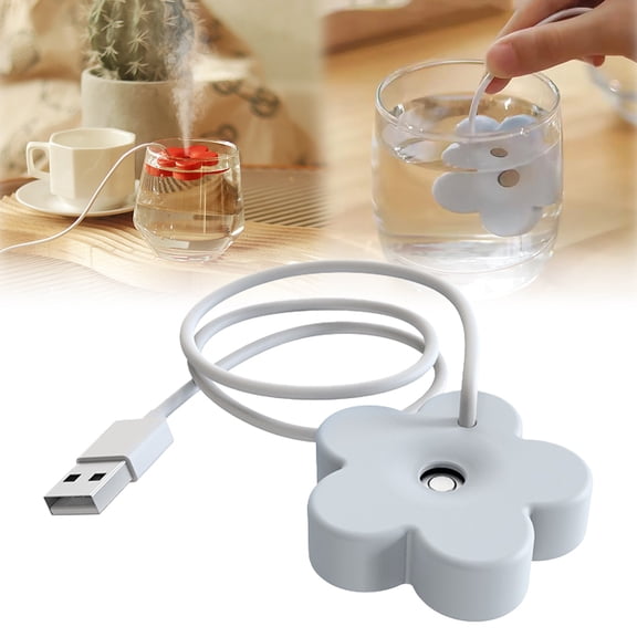 Goowood USB Mini Flower Humidifier Portable Personal Mist Maker Desktop Plant Humidifier for Bedroom Office Travel and Home White Blue Red
