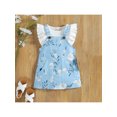 thumbnail image 2 of Baby Girl's Ruffle Trim Sleeveless Round Neck Tops + Floral Print Suspender Skirt Set, 2 of 9