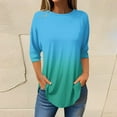 thumbnail image 2 of Womens Tops 3/4 Length Sleeve Tops Neck Casual Print Tunic T Shirts Three Quarter Length Tops Blouses For Women, 2 of 4