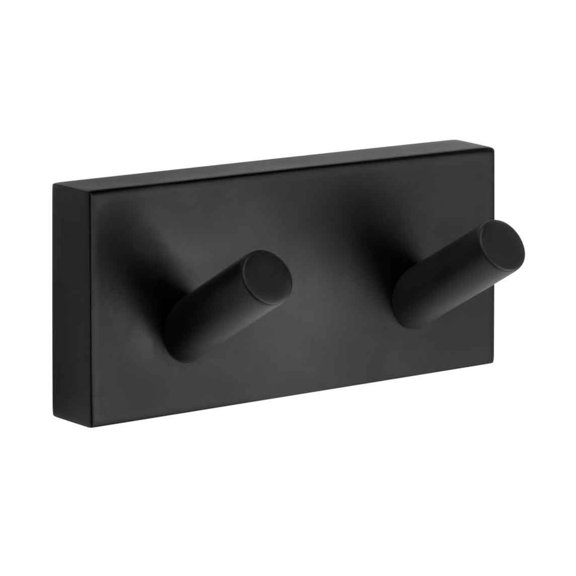 House Bathroom Wall Mount Double Towel Hook, Matte Black
