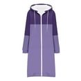 thumbnail image 3 of HOMBOM Womens Winter Sweatshirt with Pocket Hooded Heavyweight Long Purple Zip-Up Long Sleeve Jackets for Women Colorblock, 3 of 5