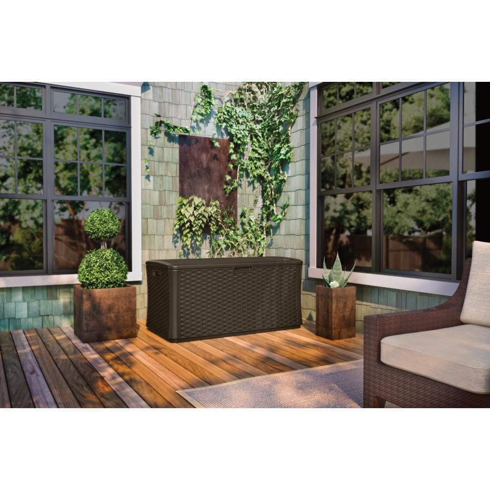 Suncast Extra Large Deck Box – 134 gal. Resin Outdoor Storage, Java