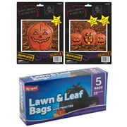 Halloween Pumpkin Lawn Leaf Bags, Ghost Leaf Bags, Glow in The Dark Lawn Leaf Bags, Large Pumpkin Decorations, Plastic Pumpkins for Decorating, Decorative Leaf Bags (Pumpkin)