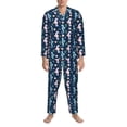 thumbnail image 3 of Fotbe Seahorses And Plants Pattern Long Sleeve Pajama Set for Men,Sleepwear Set,2-piece Loungewear Set,Soft PJs Comfy Nightwear with Pockets-X-Large, 3 of 7