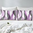thumbnail image 4 of Erosebridal Chic Geometric Sheet Set Full, Purple Stripes Bedding Sets Full Size, Abstract Decor 4 Pieces, 4 of 7