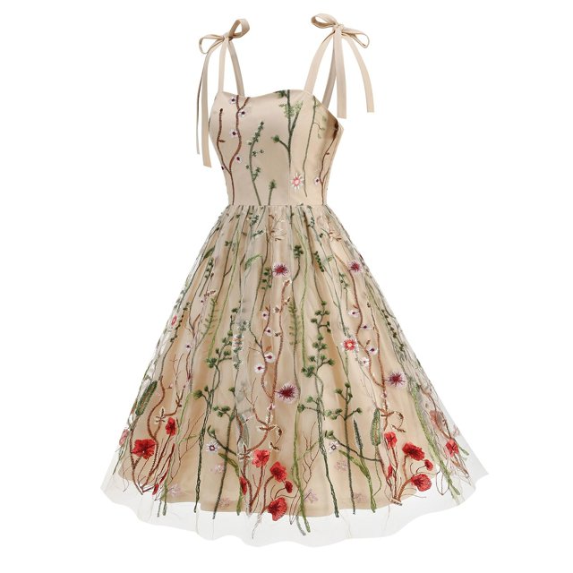 Ovzne Robes pour Femmes 2025 Robe Femme Robe en Maille à Manches Courtes Brodée Rétro Robe de Gâteau Robe à Manches Courtes Robe de Vacances Liquidation