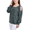 thumbnail image 3 of NY Collection Womens Petites Cut-Out Grommet Blouse, 3 of 3