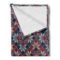 thumbnail image 2 of Nordic Soft Flannel Fleece Throw Blanket, Wool Knit Pattern with Tartan Geometric Stripes Flower Print, Cozy Plush for Indoor and Outdoor Use, 70" x 90", Ruby Dark Blue Coconut, by Ambesonne, 2 of 5