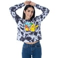 thumbnail image 3 of Pokémon Women's Pikachu Bulbasaur Charmander Squirtle Cropped Tie-Dye Shirt Long Sleeve Pullover Top, 3 of 5